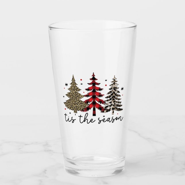 "Dies ist die Jahreszeit" Karierte Leopard Weihnac Glas (Vorderseite)