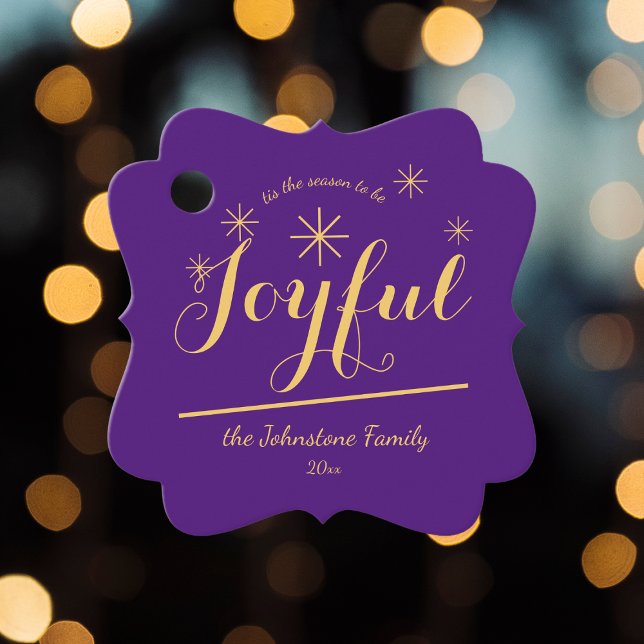 "Dies ist die Jahreszeit, um ein Cooles Weihnachts Geschenkanhänger (Customize these Joyful purple favor tags to make them your own.)