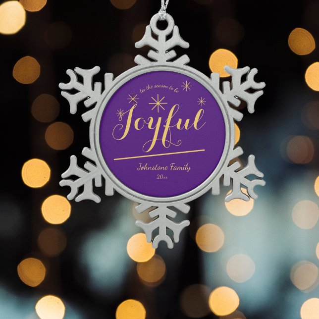 "Dies ist die Jahreszeit, um ein Cooles Weihnachts Schneeflocken Zinn-Ornament (Customize these Joyful Purple Snowflake Pewter Christmas Ornaments to make them your own.)