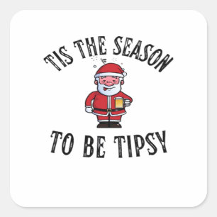 Dies ist die Jahreszeit, um Tipsy Vintagen Santa D Quadratischer Aufkleber