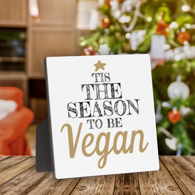 "Dies ist die Jahreszeit, um Veganer Schwarz-Gold- Fotoplatte (Von Creator hochgeladen)