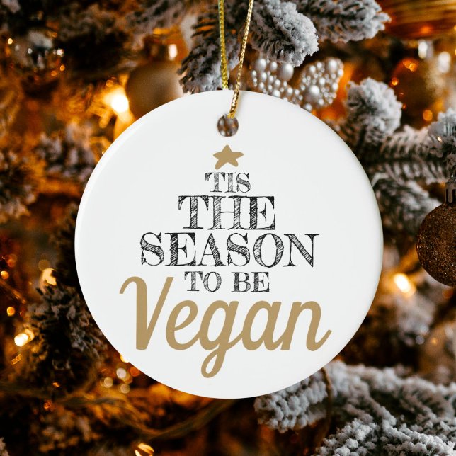 "Dies ist die Jahreszeit, um Veganer Schwarz-Gold- Keramik Ornament (Von Creator hochgeladen)