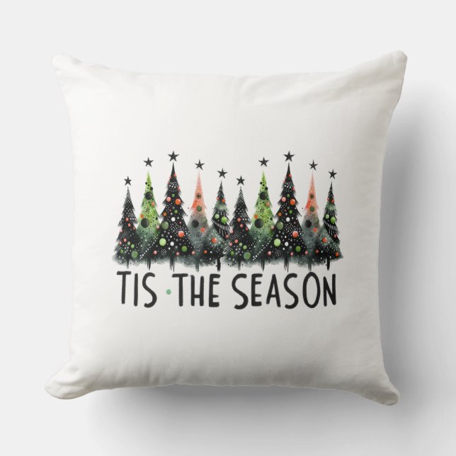 'Dies ist die Jahreszeit Weihnachtsbaum Schnee Fla Kissen (Vorderseite)