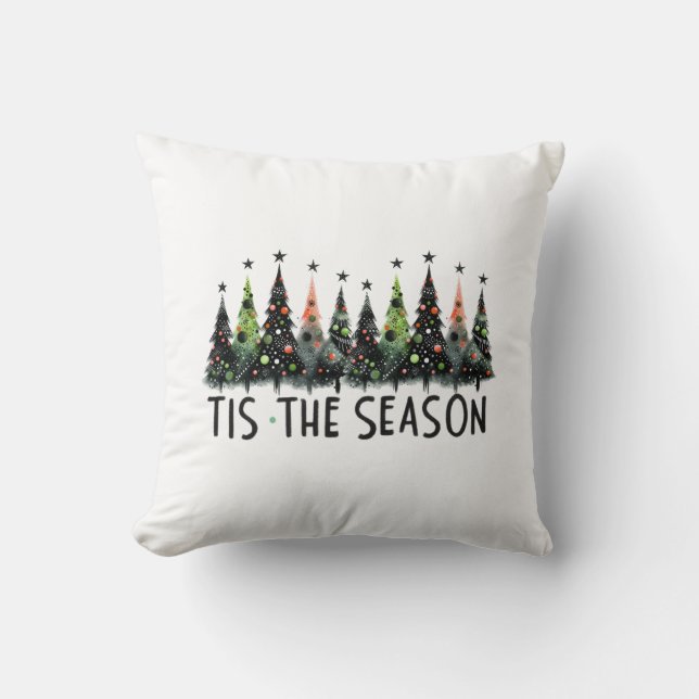 'Dies ist die Jahreszeit Weihnachtsbaum Schnee Fla Kissen (Vorderseite)