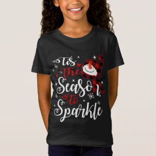 Dies ist die Jahreszeit zu Sparkle Xmas Snowman Re T-Shirt