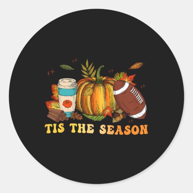 Dies ist die Saison Fußball Fall Thanksgivin Runder Aufkleber (Vorderseite)