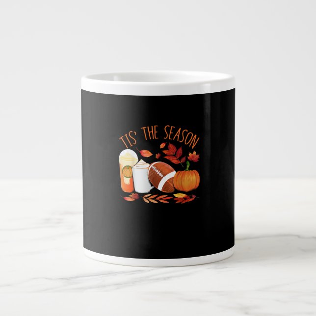 Dies ist die Saison Fußball Pumpkin Erntedank Athl Jumbo-Tasse (Vorderseite)