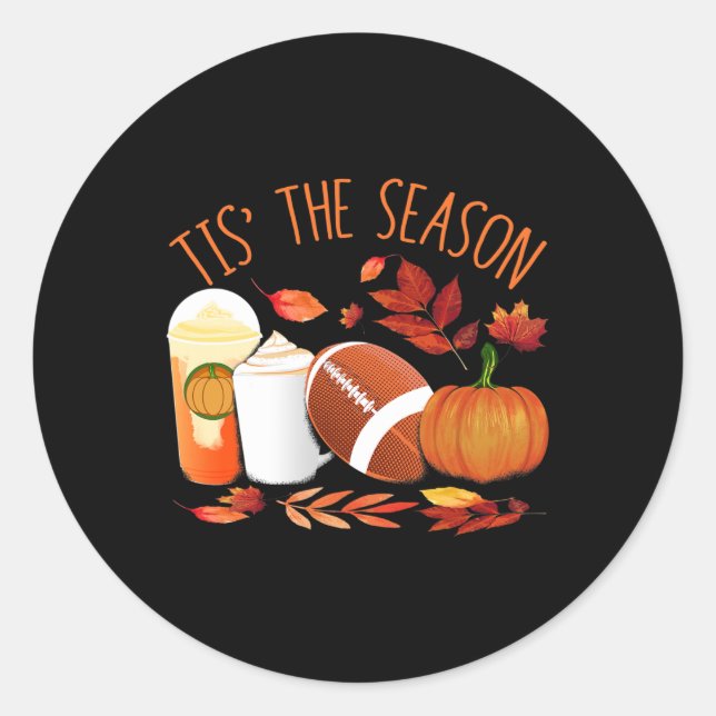Dies ist die Saison Fußball Pumpkin Erntedank Athl Runder Aufkleber (Vorderseite)