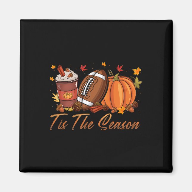 Dies ist die Saison Fußball Pumpkin Gewürz Fall Th Magnet (Vorne)
