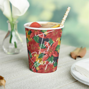 Dies ist die Saison Poinsettia Weihnachtsfeiertag Pappbecher