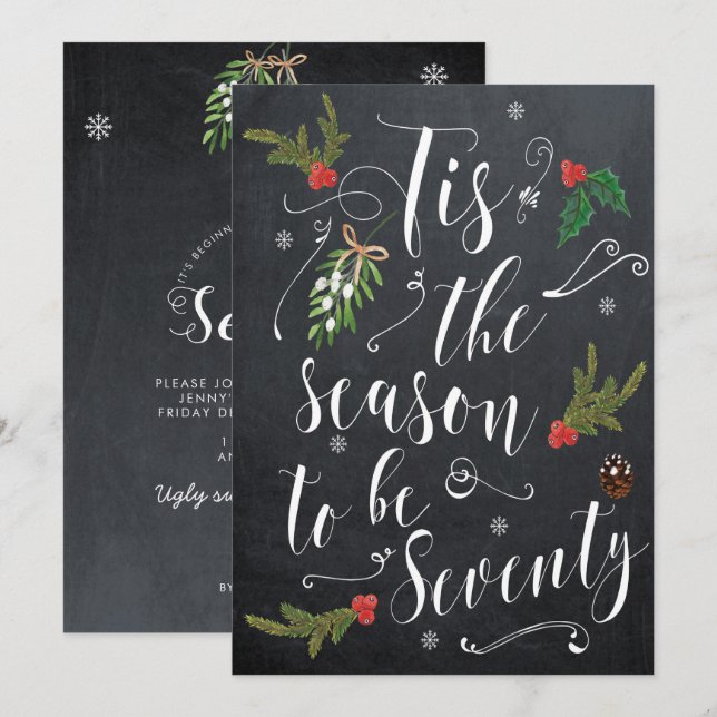 Dies ist die Saison, um siebzig Weihnachtsferien Einladung (Vorne/Hinten)