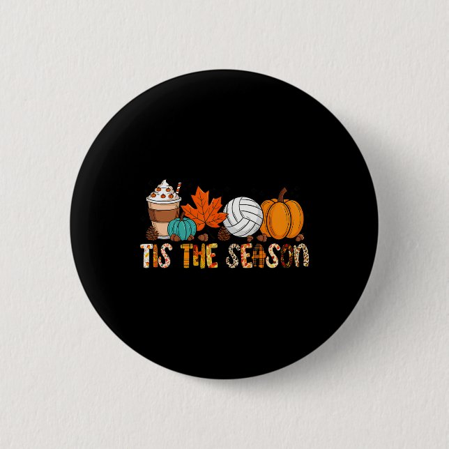 Dies ist die Saison Volleyball Pumpkin Leaf Latte  Button (Vorderseite)