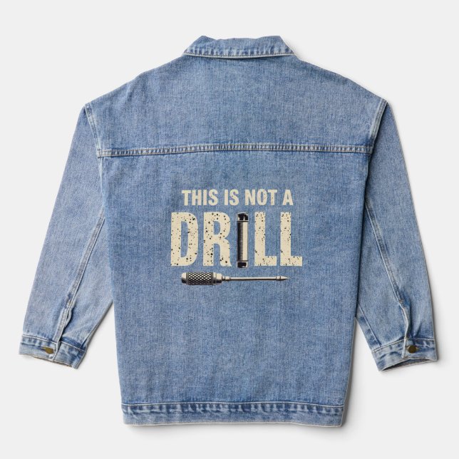 Dies ist kein "Drill Funny Tool" Pup Design Jeansjacke (Rückseite)