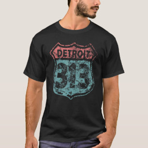 Dies ist mein Detroit 313 Michigan Distressed T-Shirt