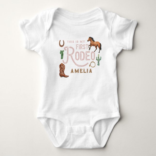 Dies ist mein erster Rodeo-Western, der 1. Geburts Baby Strampler (Vorderseite)