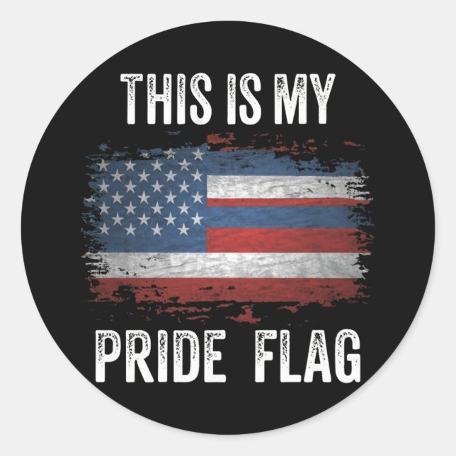 Dies ist mein Stolz Flag USA 4. Juli Runder Aufkleber (Vorderseite)