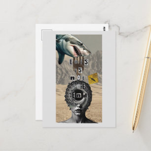 Dies ist nicht das Ende Shark Surreal Mixed Collag Postkarte