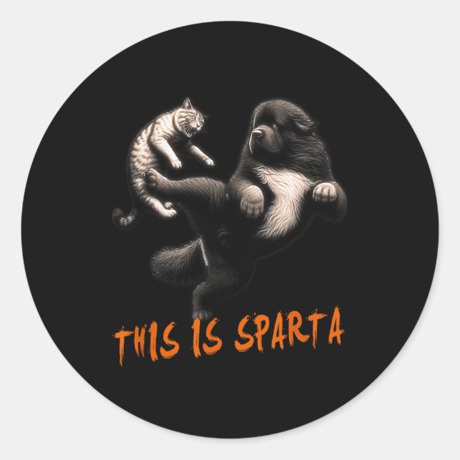 Dies ist Sparta - Dog Vs Cat Runder Aufkleber (Vorderseite)