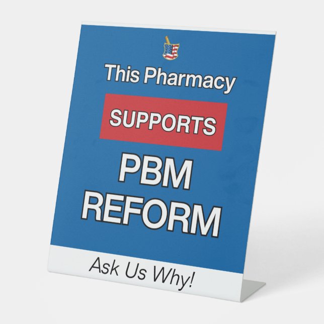 Diese Apotheke unterstützt das PBM-Reformzeichen Sockelschild (Vorderseite)