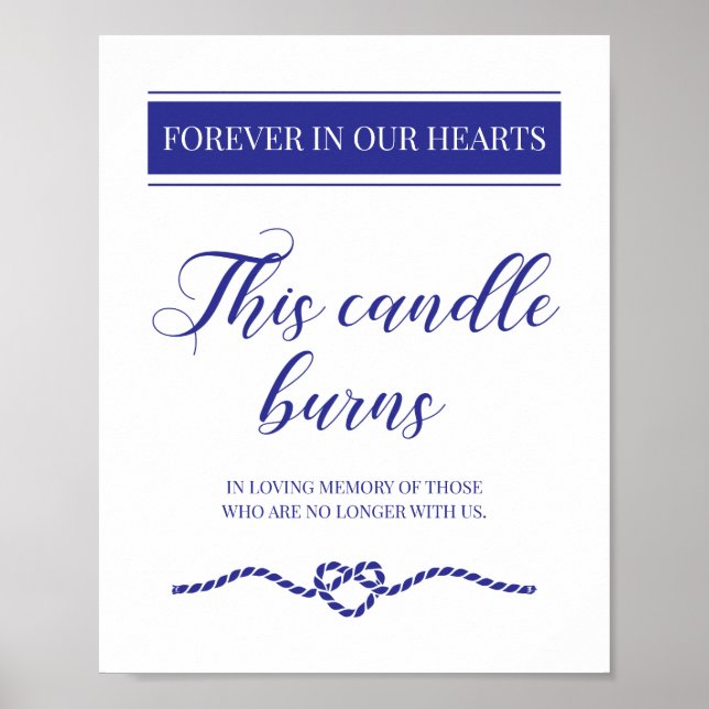 Diese Candle Burns Blue Nautical Wedding Memorial Poster (Vorne)