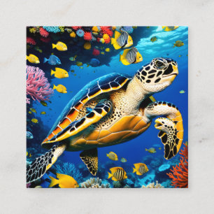 Diese digitale Rendering einer Hakenseeschildkröte Quadratische Visitenkarte