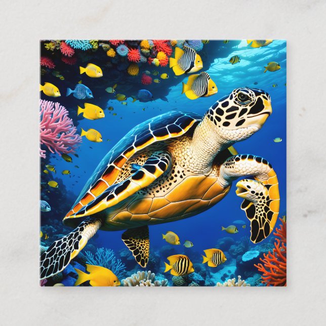 Diese digitale Rendering einer Hakenseeschildkröte Quadratische Visitenkarte (Vorderseite)