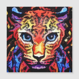 Diese farbenfrohe Leoparden-Darstellung ist eine m Magnetkarte