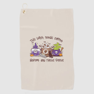 Diese Hexe braucht Kaffee Golfhandtuch