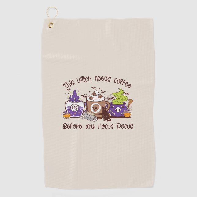 Diese Hexe braucht Kaffee Golfhandtuch (Vorderseite)