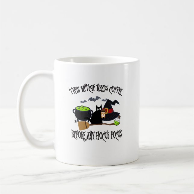 Diese Hexe braucht Kaffee vor dem Hokuspokus Kaffeetasse (Links)