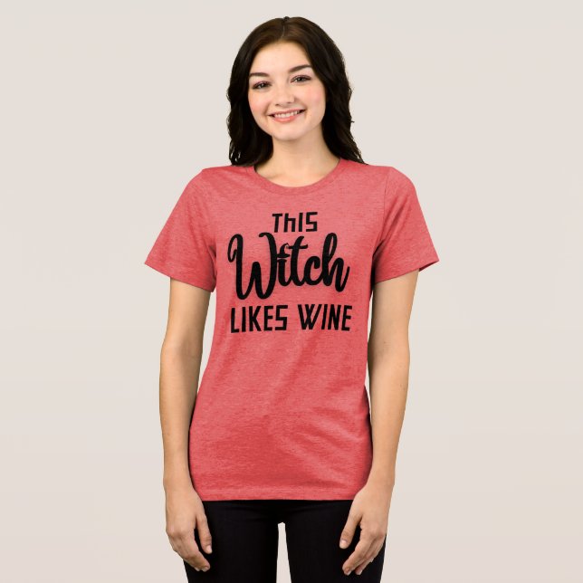 Diese Hexe mag Wein Tri-Blend Shirt (Vorderseite voll)