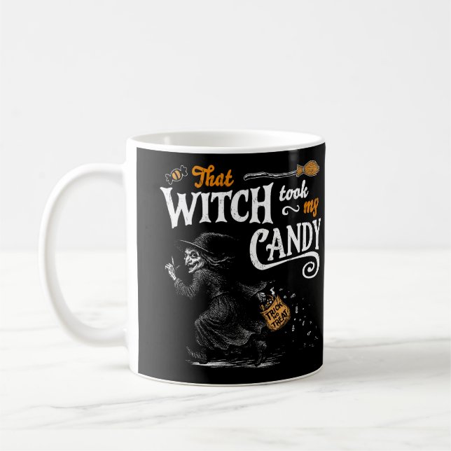 Diese Hexe nahm mir die Süßigkeiten dunkel Kaffeetasse (Links)