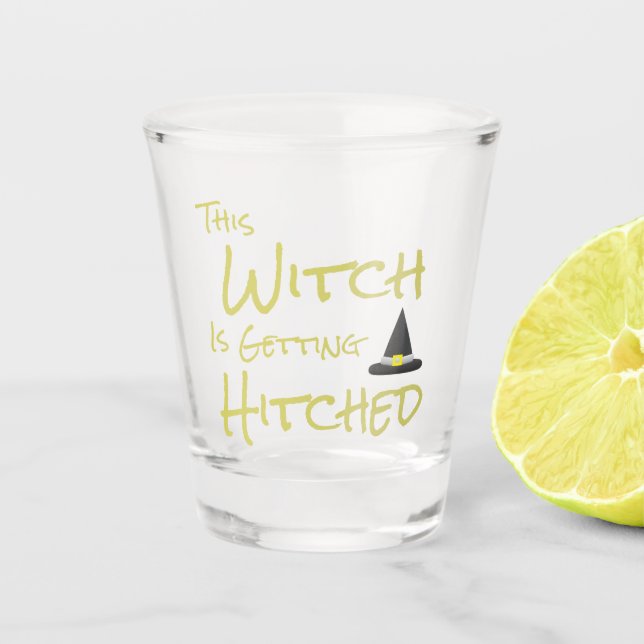 Diese Hexe wird angeheftet Schnapsglas (Vorderseite)