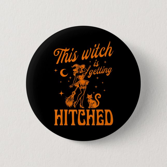 Diese Hexe wird von Bychelorette Hallowe getroffen Button (Vorderseite)