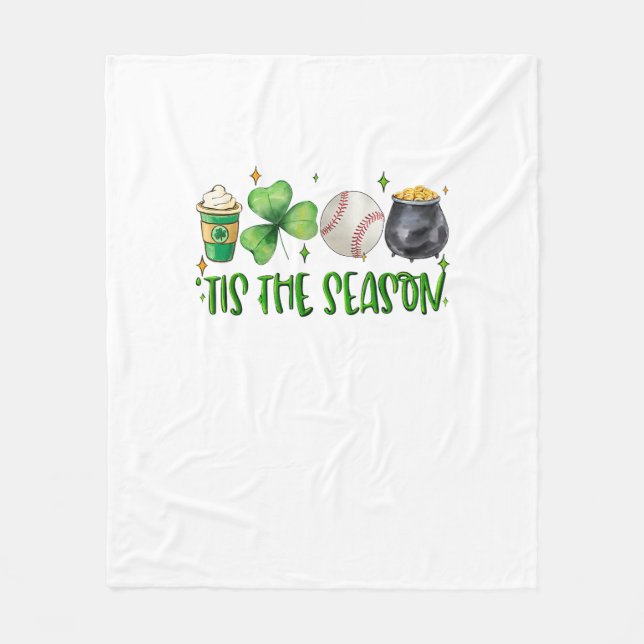 Diese Jahreszeit Latte Patricks Day Baseball Fleecedecke (Vorderseite)