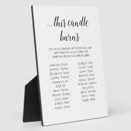 Diese Kerze bläst Names Class Wiedersehen Memorial Fotoplatte