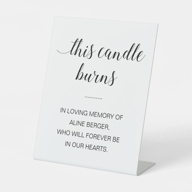 Diese Kerze verblasst in einer liebenden Gedächtni Sockelschild (Vorderseite)