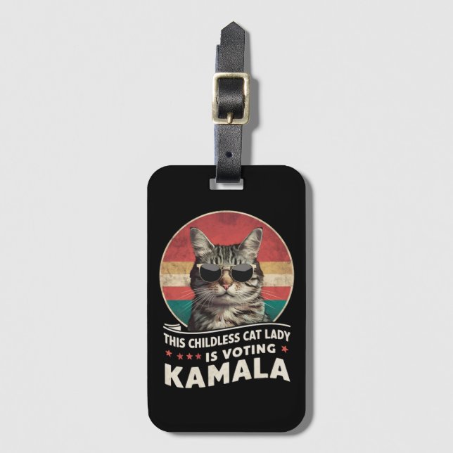Diese kinderlose Katze-Lady wählt Kamala Gepäckanhänger (Vorderseite Vertikal)