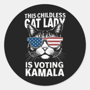 Diese kinderlose Katze-Lady wählt Kamala-Harris 24 Runder Aufkleber