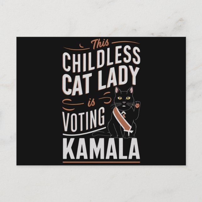 Diese kinderlose Katze-Lady wählt Kamala Postkarte (Vorderseite)
