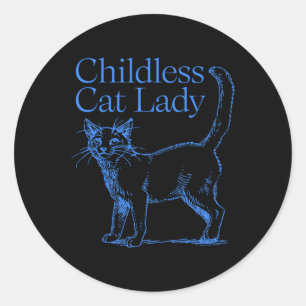 Diese kinderlose Katze-Lady wählt Kamala-Shirt Runder Aufkleber