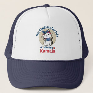 Diese kinderlose Katze-Lady wählt Kamala Truckerkappe