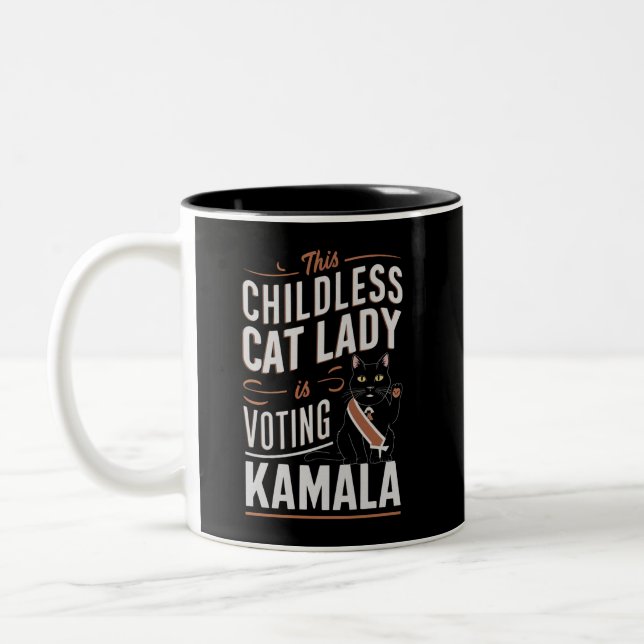 Diese kinderlose Katze-Lady wählt Kamala Zweifarbige Tasse (Links)