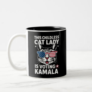 Diese kinderlose Katze-Lady wählt Kamala Zweifarbige Tasse