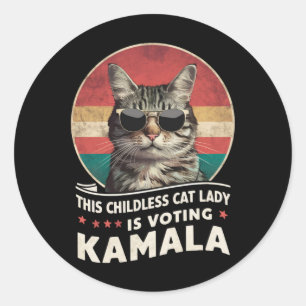 Diese kinderlose Katzenlady wählt Kamala Runder Aufkleber