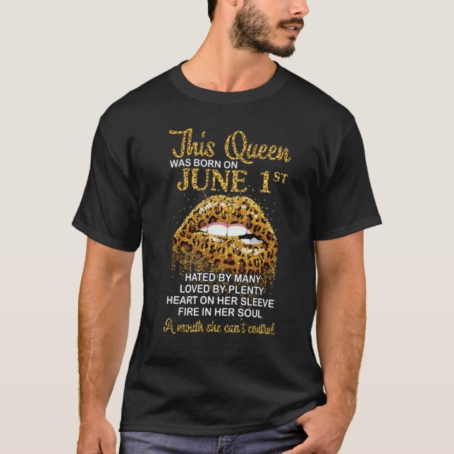 Diese Königin war am 1. Juni Geboren Hate Liebe He T-Shirt (Vorderseite)