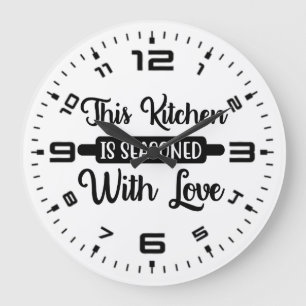 Diese Küche ist mit Liebe besetzt Große Wanduhr