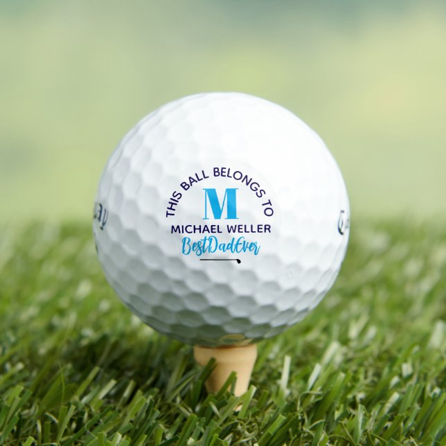 'Diese Kugel gehört" Vater Blue Monogram Golfball (Insitu T-Shirt)