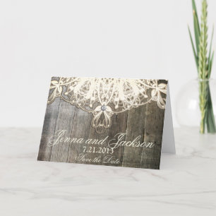 Diese Landesspitze und Holz-Rustikale Hochzeitskar Ankündigung