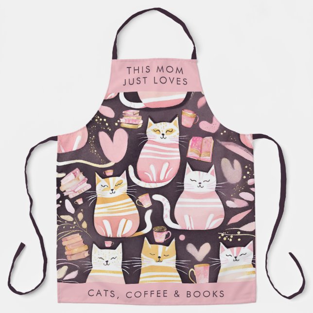 Diese Mama nur Lieben Chat Kaffee & Bücher Cat Mam Schürze (Vorderseite)